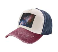 ASFgda Cappello da golf regolabile da uomo e donna lavato in twill di cotone con stampa galassia della Via Lattea dell'universo, Blu navy e rosso, Taglia unica