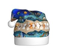 ASFgda Cappello di Babbo Natale 3D Underwater World Dolphin Print Cappelli per adulti, Natale Vacanze Unisex Classico Cappello di Natale per Capodanno Festa