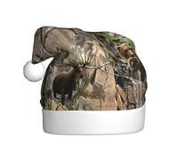 ASFgda Cappello di Babbo Natale, caccia fauna selvatica, cervo orso alce stampa cappelli per adulti, Natale vacanza unisex classico cappello di Natale per festa di Capodanno