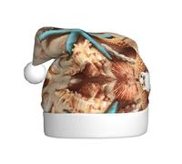 ASFgda Cappello di Babbo Natale con conchiglie sulla spiaggia, cappelli per adulti, cappello classico unisex per feste di Capodanno