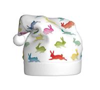 ASFgda Cappello di Babbo Natale Conigli in diverse pose che saltano in esecuzione cappelli con stampa per adulti, cappello natalizio unisex classico per feste di Capodanno