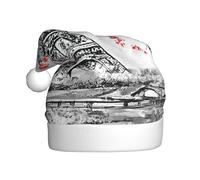 ASFgda Cappello di Babbo Natale Parigi Stampa Cappelli per Adulti, Natale Vacanze Unisex Classico Cappello di Natale per Festa di Capodanno