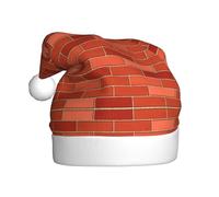 ASFgda Cappello di Babbo Natale rosso muro di mattoni rossi stampa cappelli per adulti, Natale vacanza unisex classico cappello di Natale per festa di Capodanno