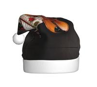 ASFgda Cappello di Babbo Natale violino spartito musica stampa cappelli per adulti, Natale vacanza unisex classico cappello di Natale per la festa di Capodanno