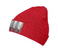 ASFgda Cappello morbido e caldo lavorato a maglia Torre Eiffel Parigi Street rosso con stampa ombrello, berretto invernale unisex alla moda lavorato a maglia, berretto invernale per uomo donna, Rosso