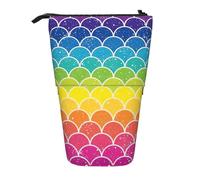 ASFgda Cassa della matita della stampa della scala di pesce dell'arcobaleno in piedi,Sacchetto telescopico della penna,Portamatite portatile,Borsa cosmet
