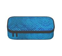 ASFgda Cassa di matita stampata della scala di pesce blu durevole di grande capacità, borsa cosmetica portatile, borsa di stoccaggio della cancelleria dell'ufficio.