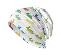 ASFgda Conigli in diverse pose che saltano la corsa con stampa cappello beanie per uomini e donne cappelli caldi, berretto caldo morbido per sci invernale, morbido copricapo nero