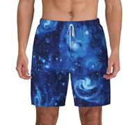 ASFgda Costume da bagno da uomo con stampa di galassia e universo, blu, ad asciugatura rapida, pantaloncini da spiaggia, fodera in rete con tasche, per spiaggia e surf, bianco, L