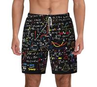 ASFgda Costume da bagno da uomo con stampa formula matematica, ad asciugatura rapida, pantaloncini da spiaggia, fodera in rete con tasche per spiaggia e surf, bianco, XXL