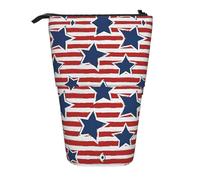 ASFgda Custodia per matite con stampa bandiera a righe rosse e bianche in piedi, astuccio telescopico per penne, portamatite portatile, borsa cosmetica