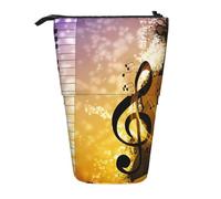ASFgda Custodia per matite con stampa di note musicali e pianoforte in piedi, astuccio telescopico, portapenne portatile, borsa per cosmetici