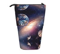 ASFgda Custodia per matite con stampa pianeta dell'universo in piedi, astuccio telescopico, portapenne portatile, borsa cosmetica