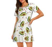 ASFgda Divertente camicia da notte da donna con stampa di avocado dei cartoni animati pullover camicia da notte morbida camicia da notte manica corta comoda camicia da notte S-Xxxl, Nero , S