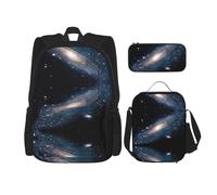 ASFgda Galaxy Universe Stars - Set di zaino per la scuola con borsa per il pranzo e astuccio, resistente, leggero, grande capacità, per la scuola e l'uso quotidiano