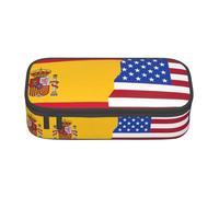 ASFgda Grande capacità durevole American Spagna bandiera stampata matita caso, borsa cosmetica portatile, cancelleria ufficio Storage Bag.