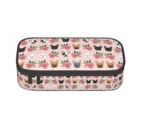 ASFgda Grande capacità durevole Bulldog francese e fiori stampato matita caso, borsa cosmetica portatile, cancelleria ufficio Storage Bag.