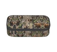 ASFgda Grande capacità durevole caccia cervo orso alce stampato matita caso, borsa cosmetica portatile, cancelleria ufficio Storage Bag.