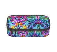 ASFgda Grande capacità durevole fiore rosa pianta tropicale stampato matita caso, borsa cosmetica portatile, cancelleria ufficio Storage Bag.