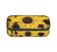 ASFgda Grande capacità durevole fioritura girasoli stampato matita caso, borsa cosmetica portatile, cancelleria ufficio Storage Bag.