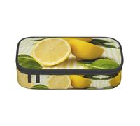 ASFgda Grande capacità durevole giallo limone stampato matita caso, borsa cosmetica portatile, cancelleria ufficio Storage Bag.