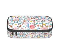 ASFgda Grande capacità durevole romantico fantasia floreale uccelli farfalla stampato matita caso, borsa cosmetica portatile, cancelleria ufficio Storage Bag.