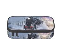 ASFgda Grande capacità durevole treno a vapore partenza tramonto stampato matita caso, borsa cosmetica portatile, cancelleria ufficio Storage Bag.