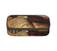 ASFgda Grande capacità durevole violino e libro stampato matita caso, borsa cosmetica portatile, cancelleria ufficio Storage Bag.