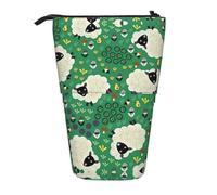 ASFgda Grazioso astuccio portapenne telescopico con stampa di pecore in piedi e cartone animato, per scuola e ufficio