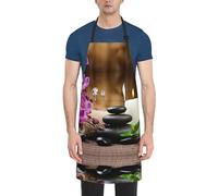 ASFgda Grembiule impermeabile con stampa di pietre zen, per uomini e donne, con 2 tasche, regolabile, per cucina e giardinaggio