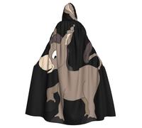ASFgda Mantello medievale con cappuccio con stampa asinello, mantello rinascimentale, unisex, con cappuccio, per Halloween, Natale, costume da festa