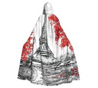 ASFgda Mantello medievale con cappuccio con stampa di Parigi, mantello rinascimentale, unisex, con cappuccio, per Halloween, Natale, costume da festa