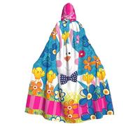 ASFgda Mantello medievale con cappuccio primaverile Happy Easter Holiday Print Mantello rinascimentale, mantello unisex con cappuccio Halloween Natale mantello costume da festa mantello