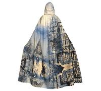 ASFgda Mantello medievale con cappuccio romantico Parigi Torre Eiffel stampa mantello rinascimentale, mantello unisex con cappuccio Halloween Natale mantello costume festa mantello