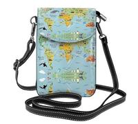 ASFgda Mappa del mondo da donna, piccola borsa messenger con stampa con porta carte di credito