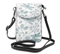 ASFgda Piccola borsa messenger da donna con libellula e fiore stampato con slot per carte di credito portafoglio mobile