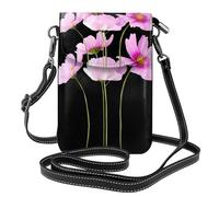 ASFgda Piccola borsa messenger da donna con stampa a fiori rosa foglia con porta carte di credito portafoglio mobile