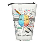 ASFgda Simpatico astuccio portapenne telescopico con stampa cervello umano, per scuola e ufficio