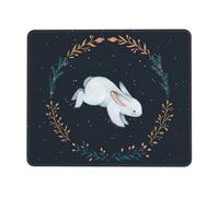 ASFgda Simpatico tappetino per mouse con stampa di coniglio bianco con bordo cucito, comodo tappetino per mouse con base in gomma antiscivolo per computer/caffè/casa/ufficio