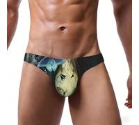 ASFgda Slip bikini da uomo con stampa a farfalla, biancheria intima elastica da uomo a vita bassa con custodia profilata, morbido e traspirante, da indossare tutti i giorni, Nero , XXL