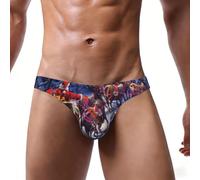 ASFgda Slip bikini da uomo con stampa di Babbo Natale e cervo, a vita bassa, elasticizzato, intimo da uomo con tasca contorno, morbido e traspirante, da indossare tutti i giorni, Nero , XXL