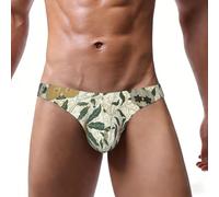 ASFgda Slip bikini da uomo con stampa di piante e frutti, biancheria intima da uomo elasticizzata a vita bassa con sacchetto contorno, morbido e traspirante da indossare tutti i giorni, Nero , S