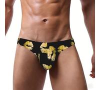ASFgda Slip bikini da uomo con stampa labbra dorate, biancheria intima elastica a vita bassa da uomo con custodia contorno, morbido e traspirante da indossare tutti i giorni, Nero , XXL