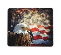 ASFgda Tappetino per mouse con stampa di aquila di fuoco con bandiera americana con bordo cucito, comodo tappetino per mouse con base in gomma antiscivolo per computer/caffè/casa/ufficio