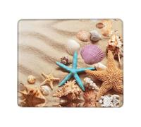 ASFgda Tappetino per mouse con stampa di conchiglie sulla spiaggia con bordo cucito, comodo tappetino per mouse con base in gomma antiscivolo per computer/caffè/casa/ufficio