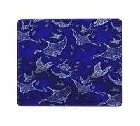 ASFgda Tappetino per mouse con stampa di Manta Ray e pesce con bordo cucito, comodo tappetino per mouse con base in gomma antiscivolo per computer/caffè/casa/ufficio