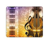 ASFgda Tappetino per mouse con stampa di note musicali, pianoforte, violino, con bordo cucito, comodo tappetino per mouse con base in gomma antiscivolo per computer/caffè/casa/ufficio