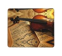 ASFgda Tappetino per mouse con stampa di violino e libro, con bordo cucito, comodo tappetino per mouse con base in gomma antiscivolo per computer/caffè/casa/ufficio