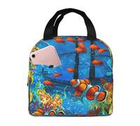 ASFgda The Underwater World - Borsa portapranzo con stampa di pesci tropicali, per donne e uomini, impermeabile, riutilizzabile, per lavoro/ufficio/viaggio/picnic