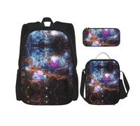 ASFgda Universe Galaxy Space. Set di zaino scolastico con borsa per il pranzo e astuccio, durevole, leggero, grande capacità, per la scuola uso quotidiano
